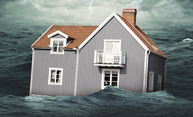 House in floodwaters