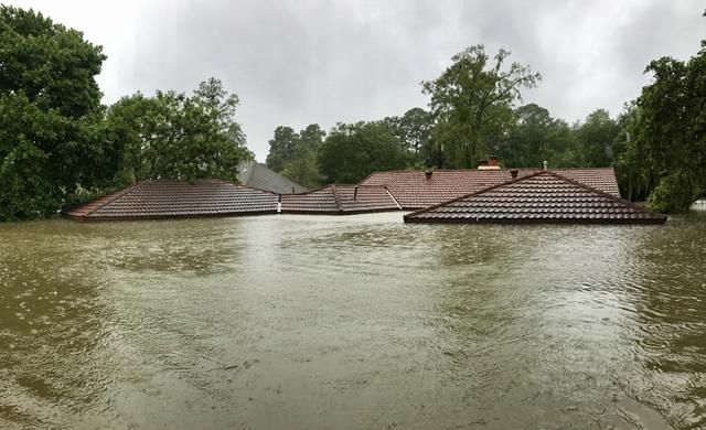 Spring, Texas, neighborhood flooded by Hurricane Harvey